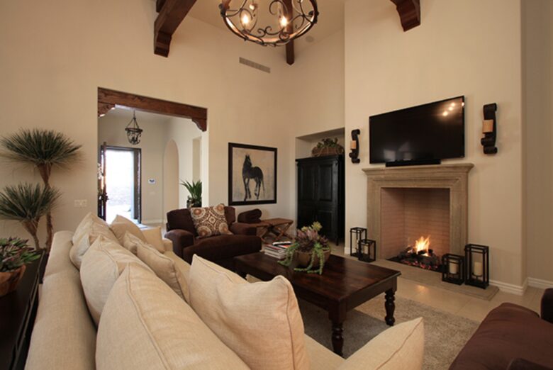 Living room with fireplace