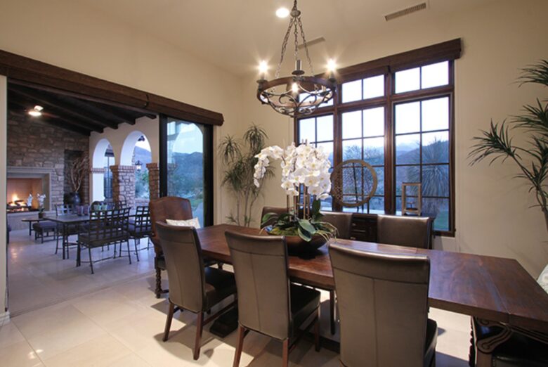 Dining room open to outdoor dining