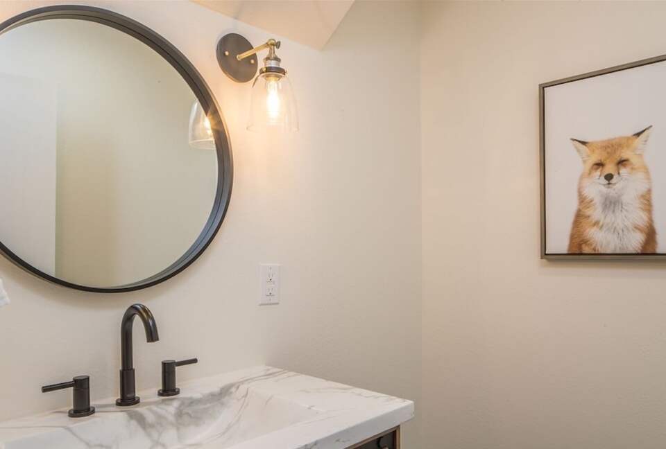 Home Exchange in Big Sky, Montana powder bathroom on main floor