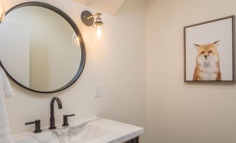 Home Exchange in Big Sky, Montana powder bathroom on main floor