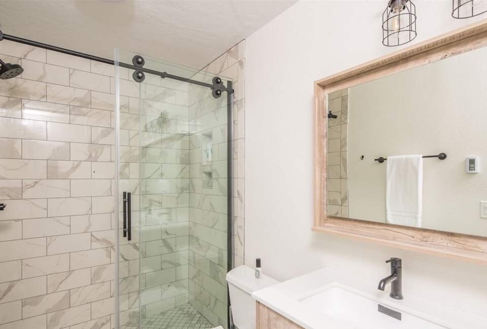 Home Exchange in Big Sky, Montana first floor master bathroom