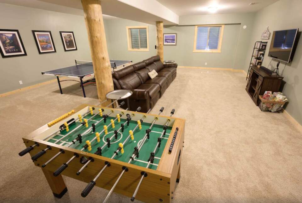 Game room with ping pong and foosball