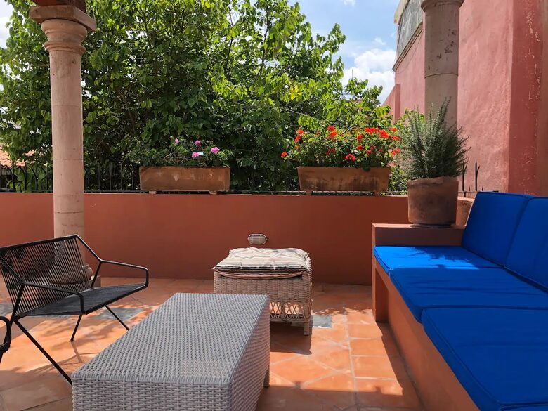 Home Exchange in San Miguel de Allende lounge on the rooftop patio