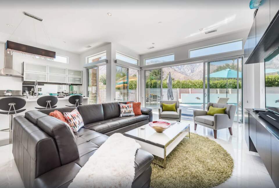 Open modern sleek living kitchen