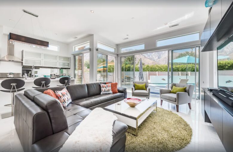 Open modern sleek living kitchen