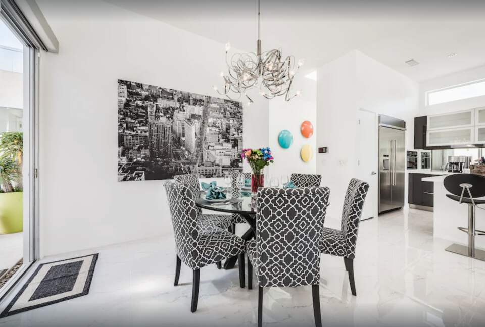 Open modern sleek living kitchen