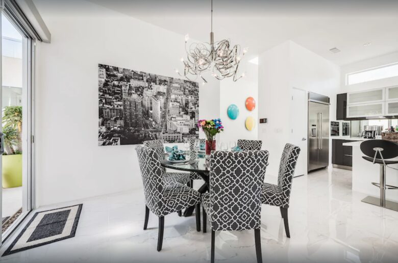 Open modern sleek living kitchen