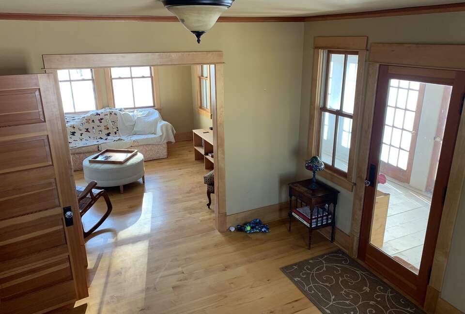 Looking into living room