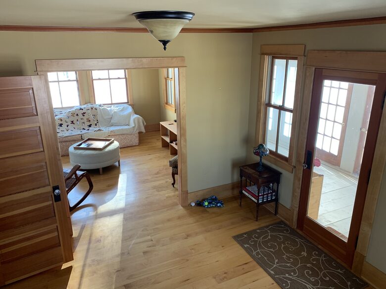 Looking into living room