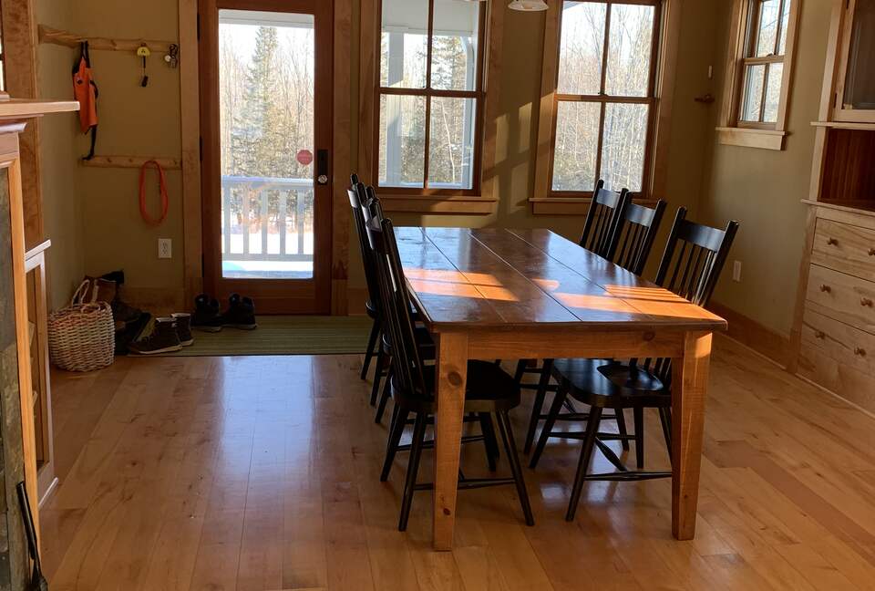 Dining area facing backyard
