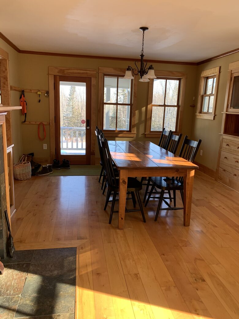 Dining area facing backyard