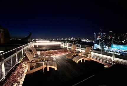 the view from the private upstairs terrace, looking across The Thames