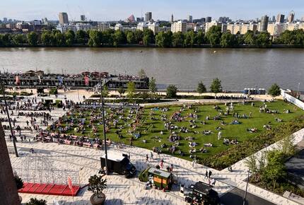 looking over the river from the roof gardens