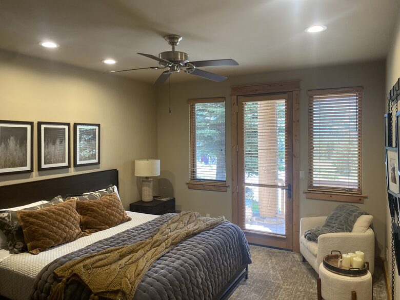 Lower Level Guest King Bedroom with Balcony and full bath