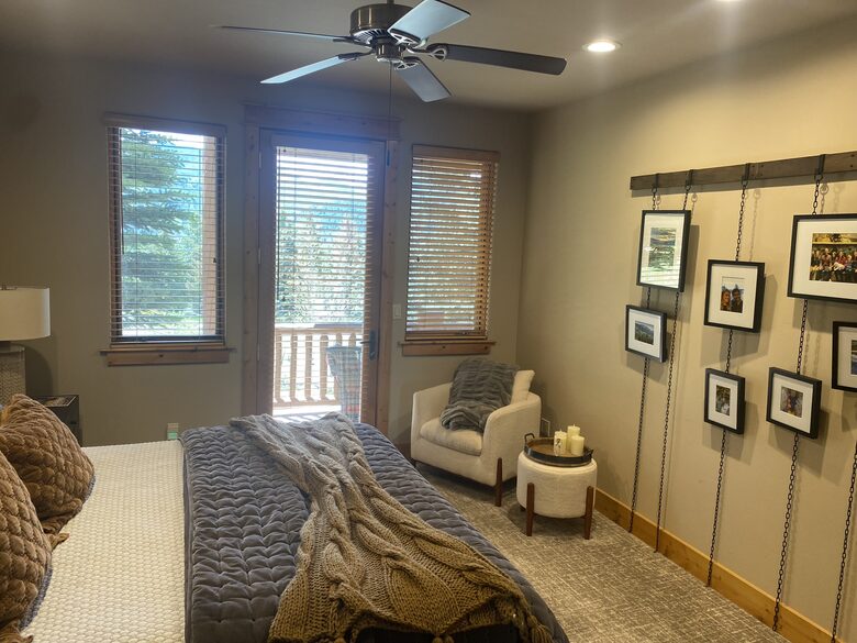 Lower Level Guest King Bedroom with Balcony and full bath