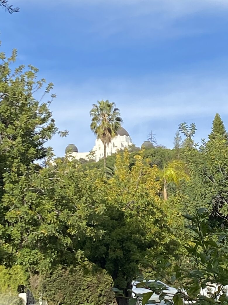 View of Griffith observatory from front lawn