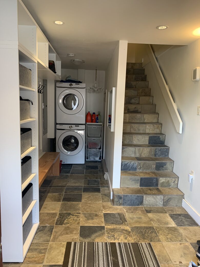 Mudroom and laundry room. First floor entrance.