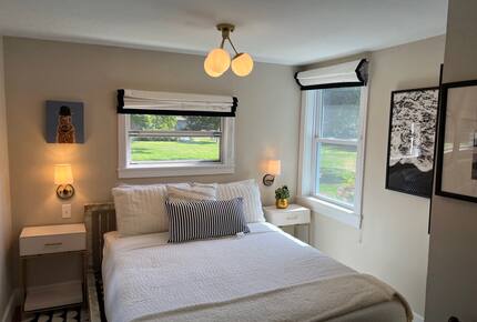 Cottage first bedroom with queen bed