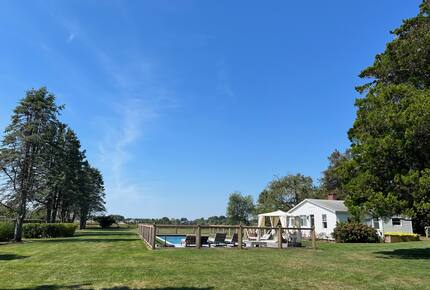 View of the yard from main house back deck