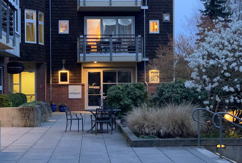 looking at our balcony from the courtyard