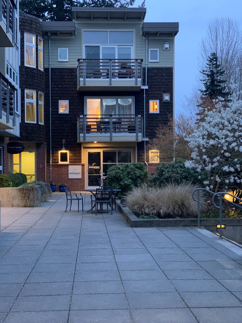 looking at our balcony from the courtyard