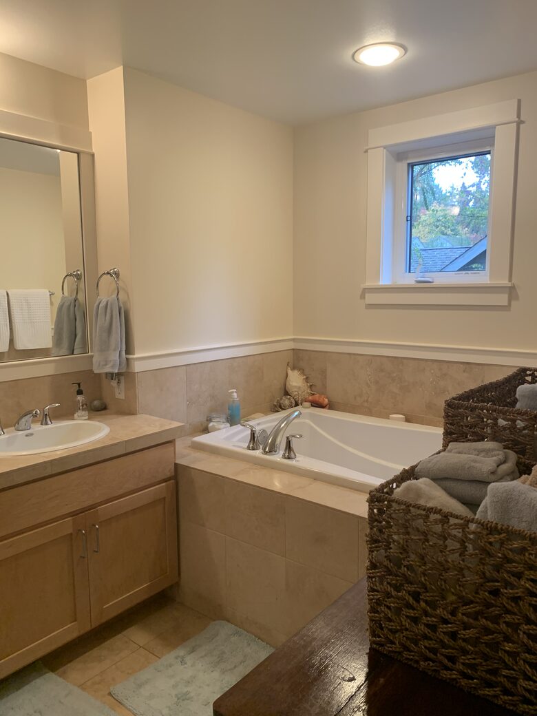 master bathroom - has a shower as well as a big soaking tub