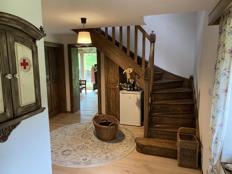 The downstairs hallway