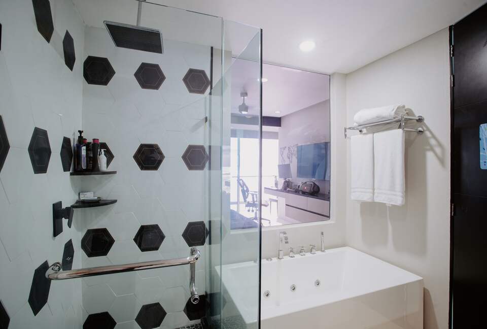 View of ocean from bathroom