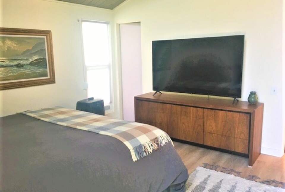 Primary bedroom 65 inch TV