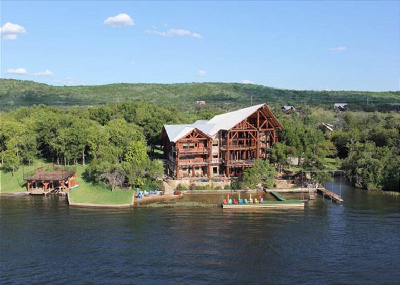 Lakefront Log Home with Large Lagoon Pool and Hot tub | Sleeps 35 - Burnet, Texas