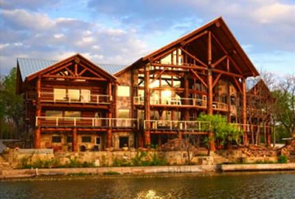 Lakefront Log Home with Large Lagoon Pool and Hot tub | Sleeps 35 - Burnet, Texas