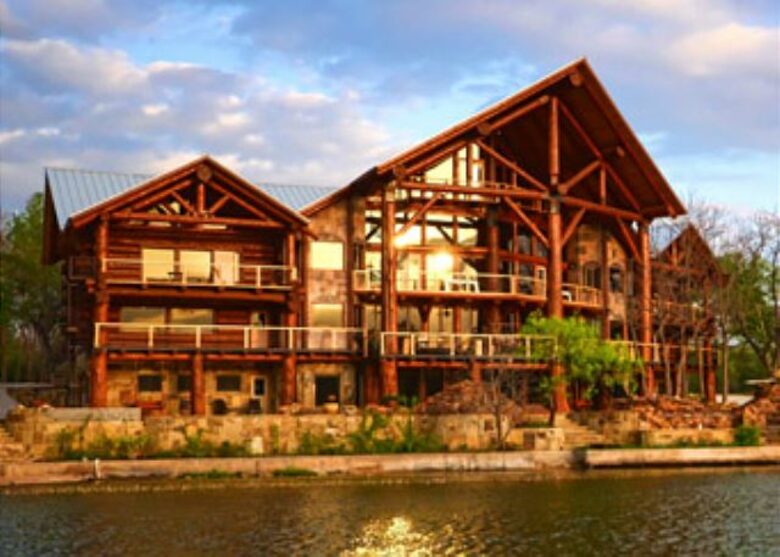 Lakefront Log Home with Large Lagoon Pool and Hot tub | Sleeps 35 - Burnet, Texas