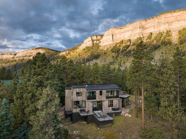 Aerial view looking southwest towards the Hermosa Cliffs.