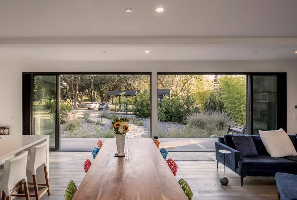 Dining and living area inside the main house