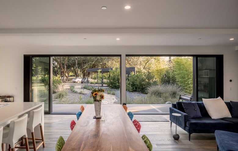 Dining and living area inside the main house