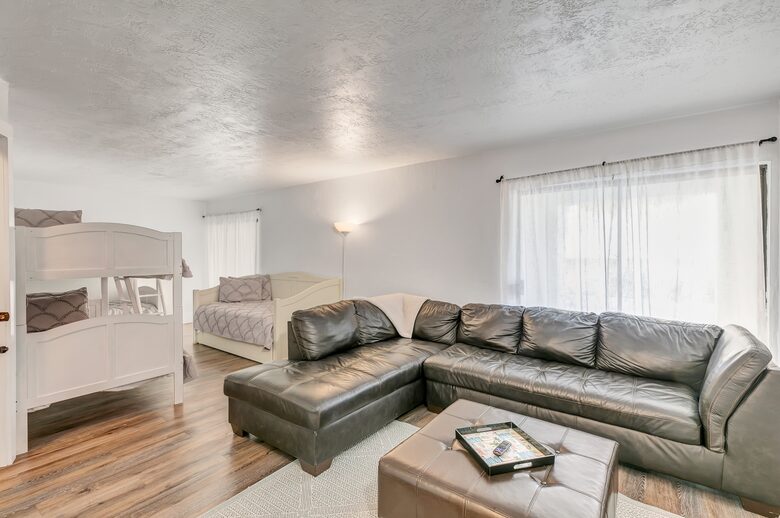 First floor dorm style bedroom with sitting area