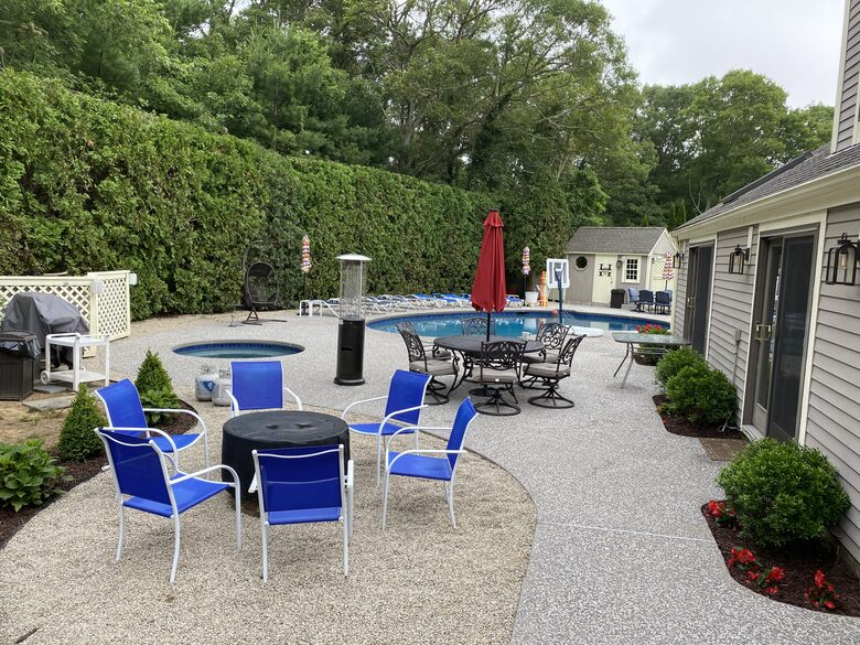 Backyard with pool, hot tub and ample seating