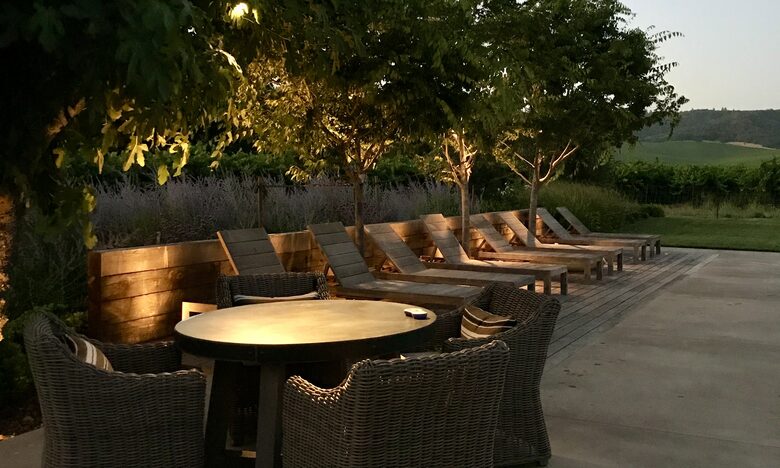 Pool deck in the evening