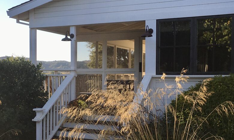 Front entry and screened porch overlooking Dry Creek Valley