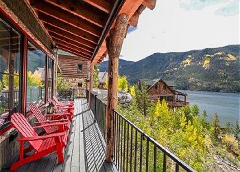 Lakefront deck with gas fireplace