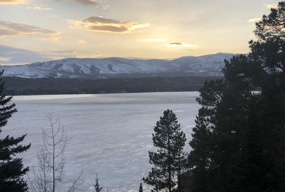 Sunset view from the deck over the lake