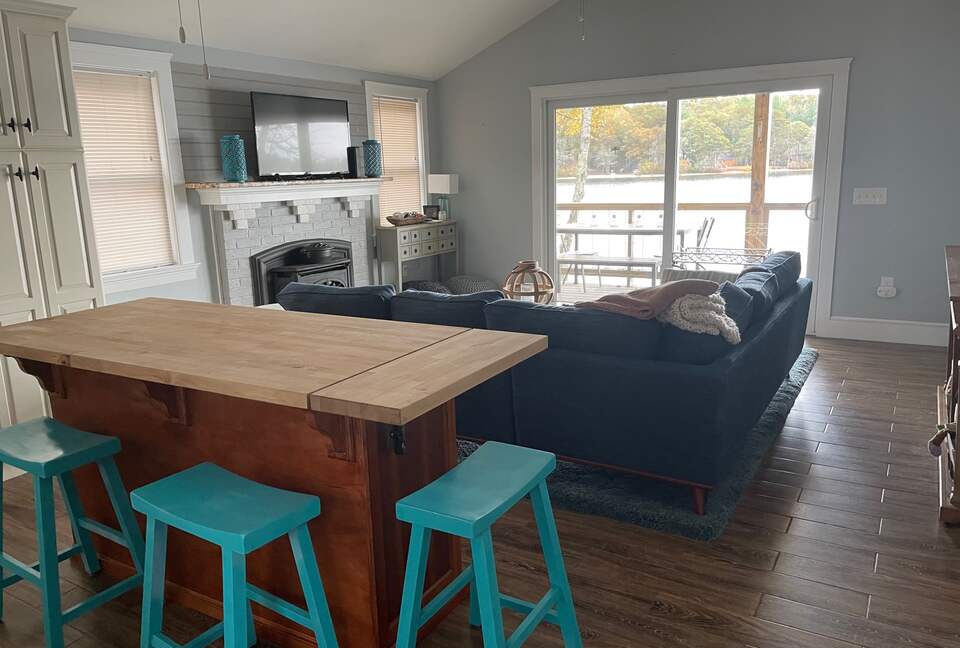 Looking toward Living Area to Porch Dining table