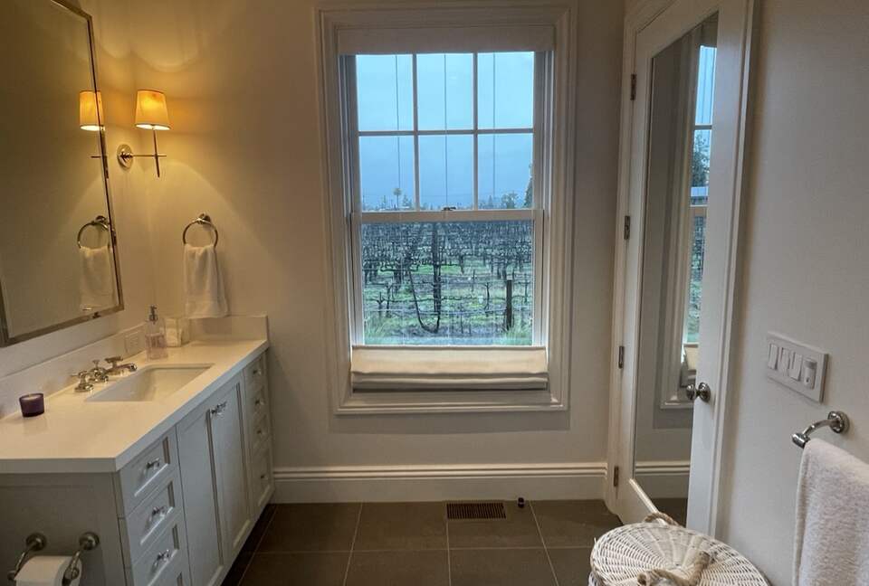 The first guest bathroom looking north.