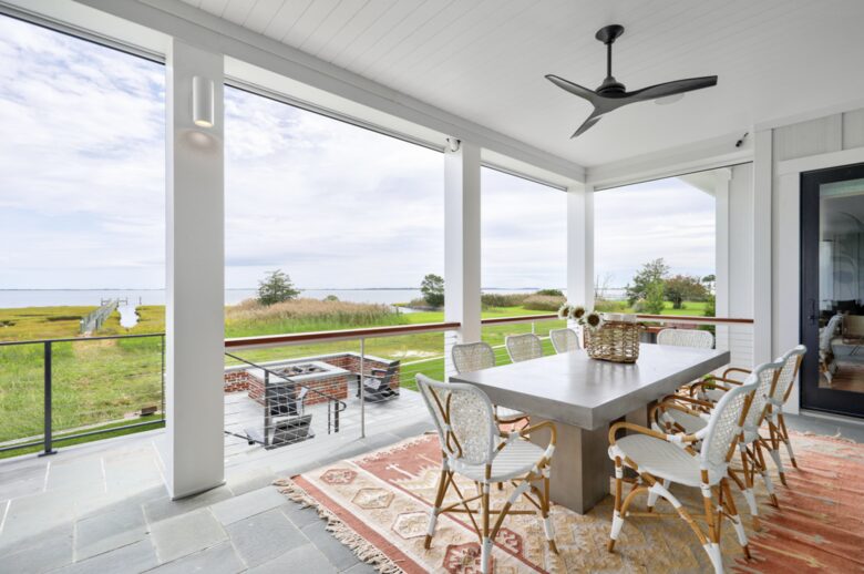 screened porch overlooking bay