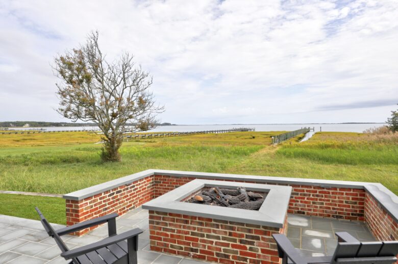 fire pit overlooking the bay