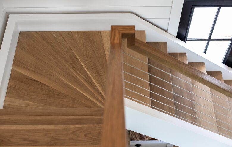 stair case with wire rail