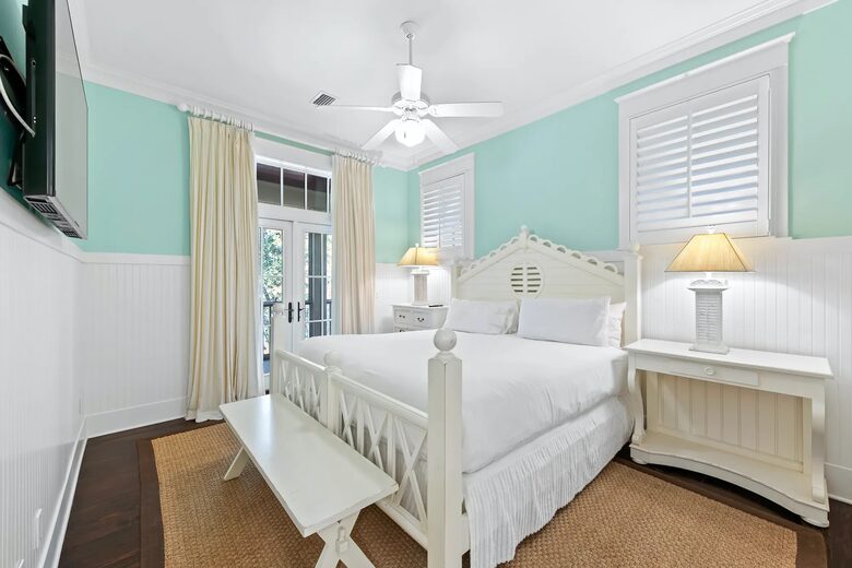 K suite with large shower, large vanity & double closet.