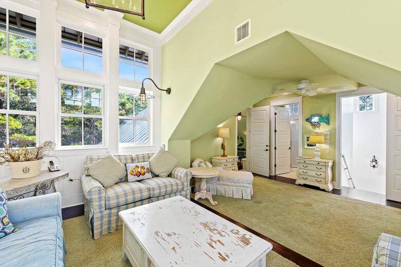 3rd Floor Tower sitting room adjacent to game room & bath.