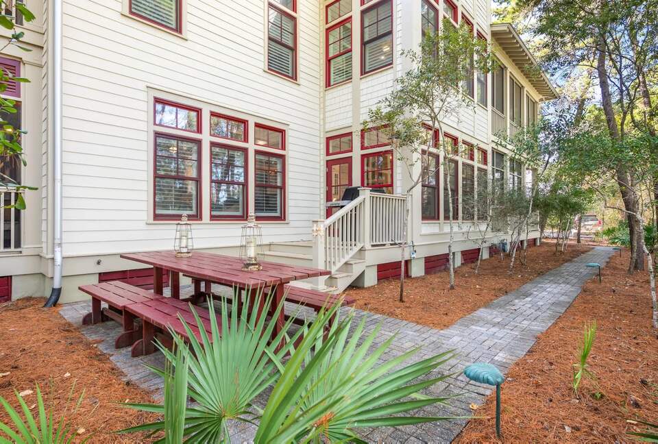 Kitchen door to BBQ pit & outside seating for 12 alfresco.