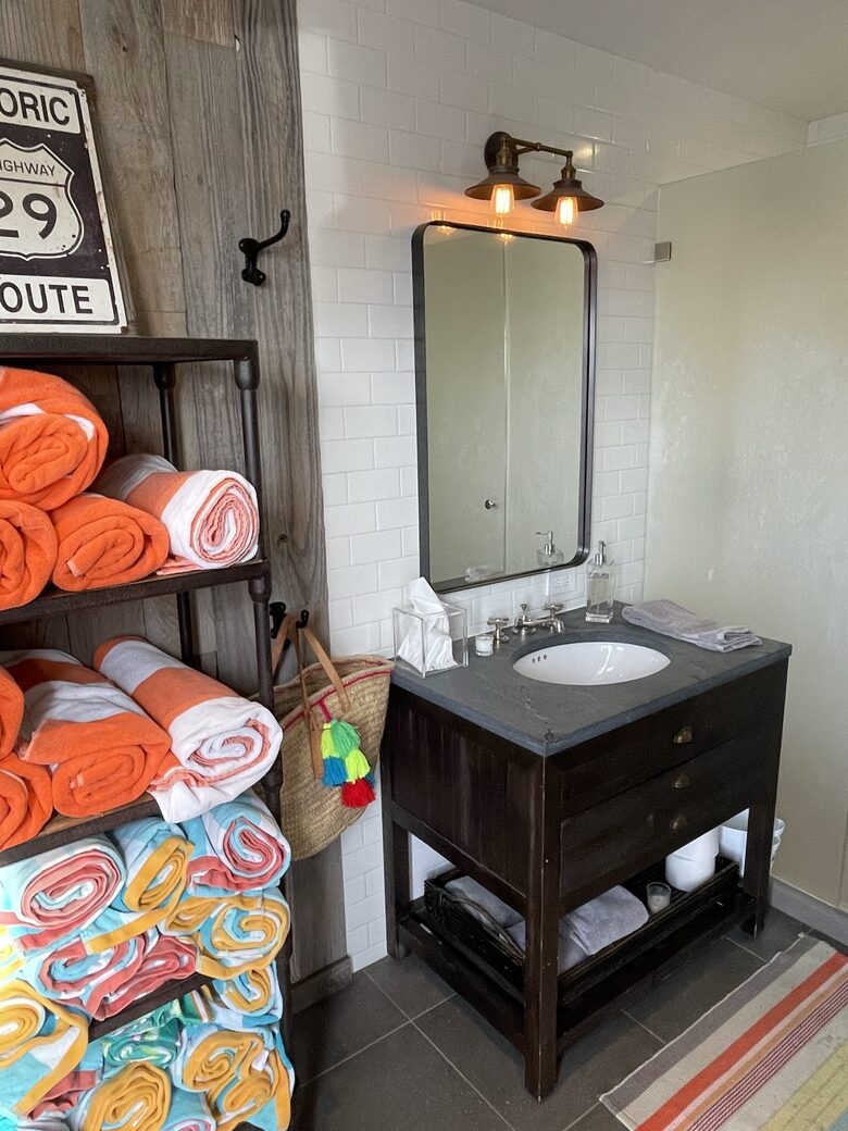 Pool bathroom with shower.
